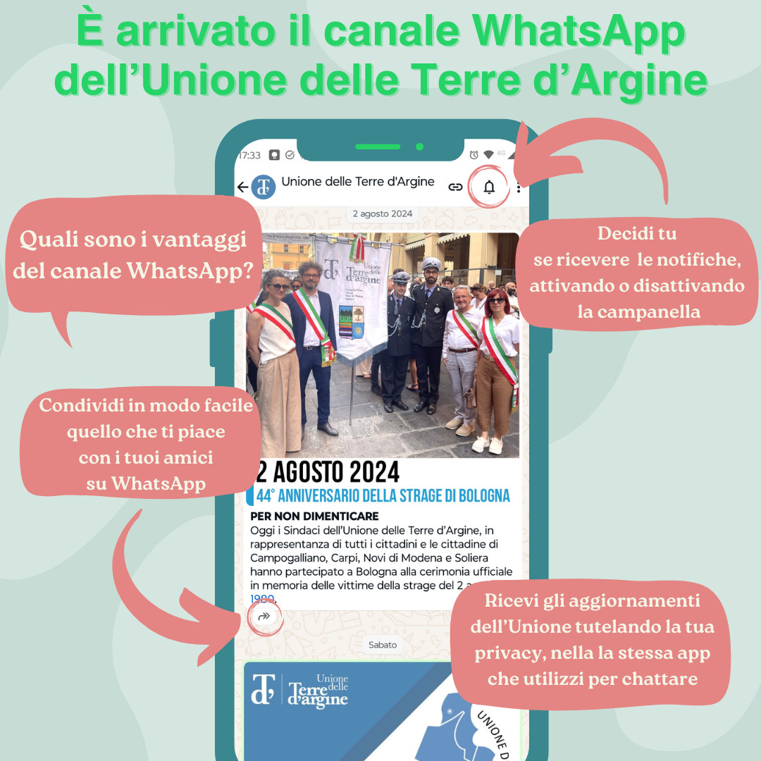 canale WhatsApp Unione delle Terre d'Argine